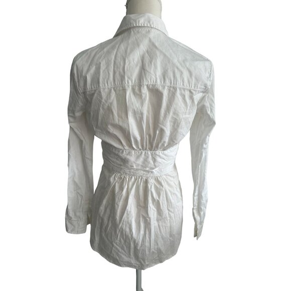 MAEVE Anthropologie White Belted Button Down Size 4 - Picture 5 of 5